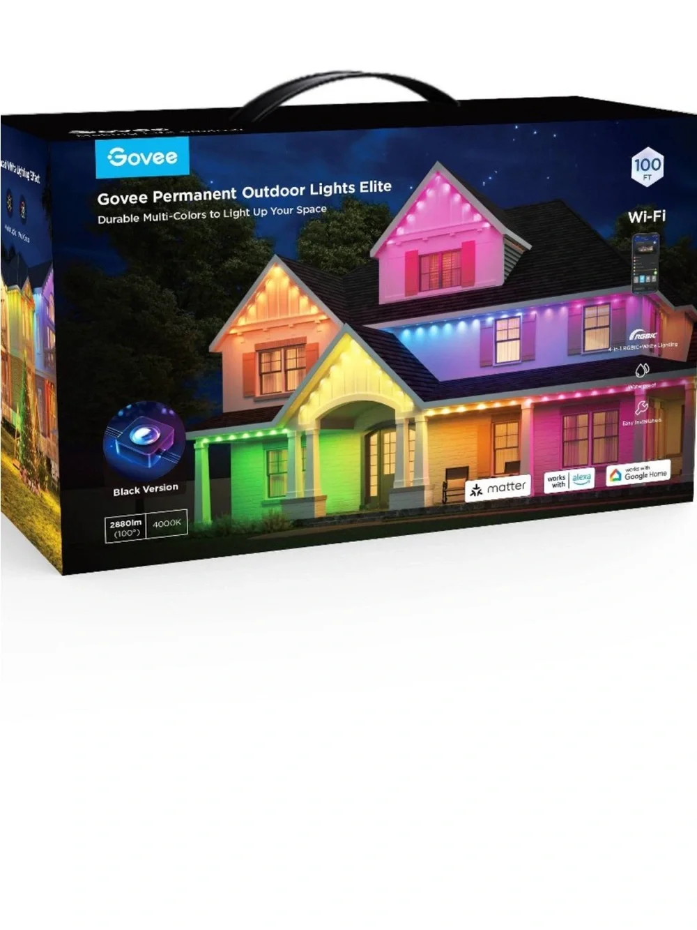 Open Box - Govee - 100ft RGBICW White Permanent Outdoor Lights White